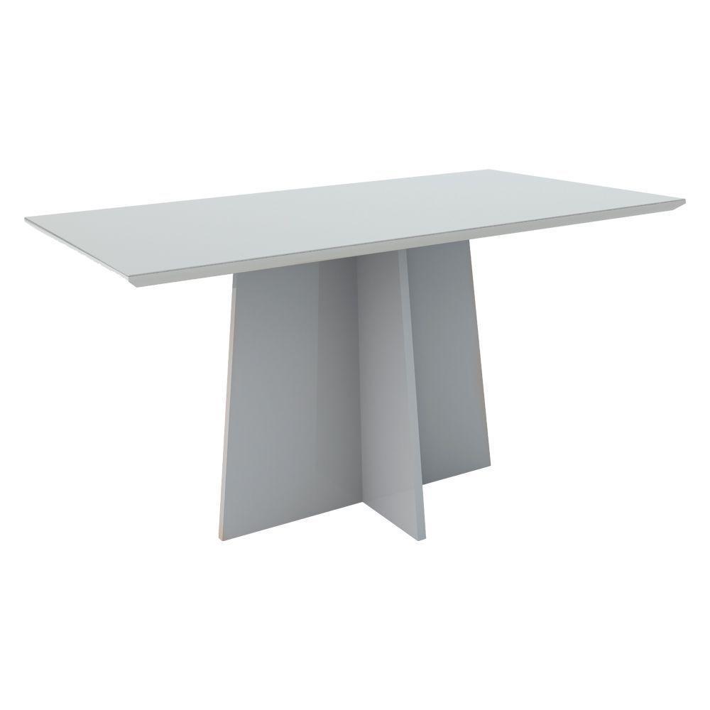 Conjunto Mesa De Jantar Anitta 1,60m Tampo De Madeira Com Vidro Colado E 6 Cadeiras Amanda Off White Ypê Ja01 New Ceval - 3