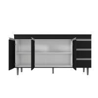 Balcão Gabinete De Pia Para Cozinha Sem Tampo 160cm 3 Portas Andréia Preto Fosco- Mabe Magazine - 2