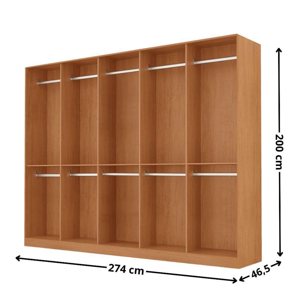 Roupeiro Casal Everest Em Mdf 10 Portas E 10 Cabideiros Naturalle/off White Sem Gavetas - 3