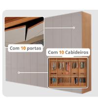Roupeiro Casal Everest Em Mdf 10 Portas E 10 Cabideiros Naturalle/off White Sem Gavetas