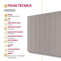 Roupeiro Casal Everest Em Mdf 10 Portas E 10 Cabideiros Naturalle/off White Sem Gavetas - 5