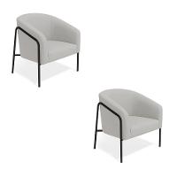 Poltrona Sala Industrial Alta Preto Kit 2 Stella Suede D03 - D'rossi Cor Cinza - 2