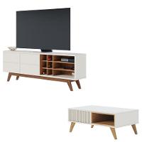 Rack Bancada Noronha 1.8 Off White Matte Freijó Com Mesa De Centro Jeri Off White Freijó - Colibri - 5