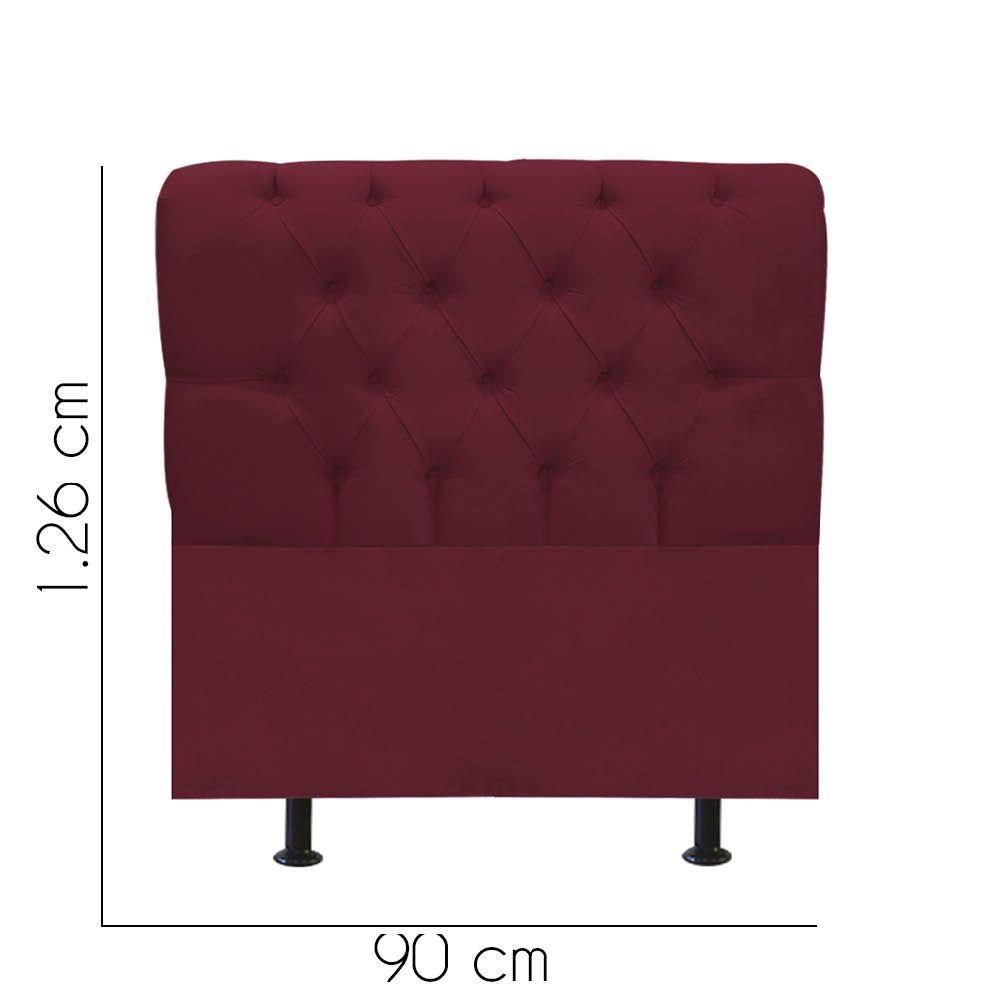 Cabeceira Estofada Cama Box Solteiro 90cm París Corino Bordo- Mabe Magazine - 3