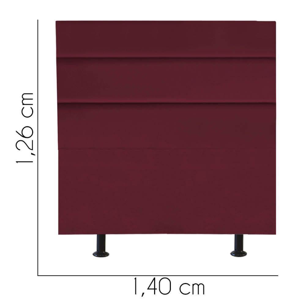 Cabeceira Estofada Argentina 140cm Casal Para Cama Colchão Box Quarto Suede Bordô - Aurora Line - 3
