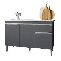 Balcão Gabinete De Pia Para Cozinha Sem Tampo 120cm Tatiane Cinza- Mabe Magazine - 2