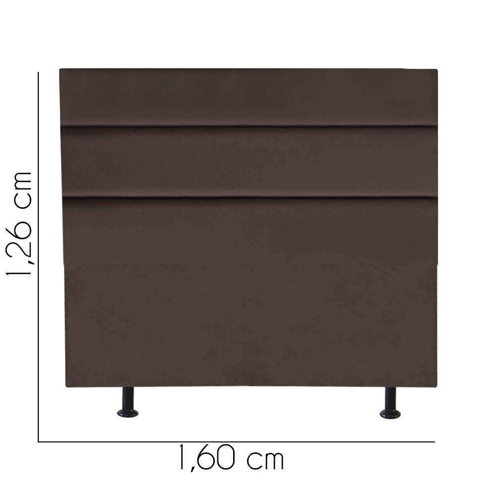 Cabeceira Estofada Argentina 160cm Queen Size Para Cama Colchão Box Quarto Suede Marrom - Aurora Line - 3