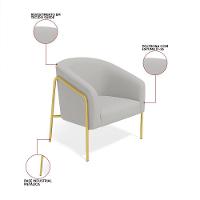 Poltrona Sala Industrial Alta Dourado Stella Suede D03 - D'rossi Cor Cinza - 2