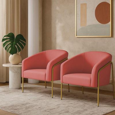 Poltrona Sala Industrial Alta Dourado Kit 2 Stella Suede Rosê D03 - D'rossi