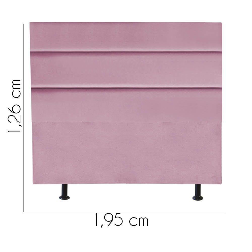 Cabeceira Estofada Argentina 195cm King Size Para Cama Colchão Box Quarto Suede Rosa Bebê - Aurora Line - 3