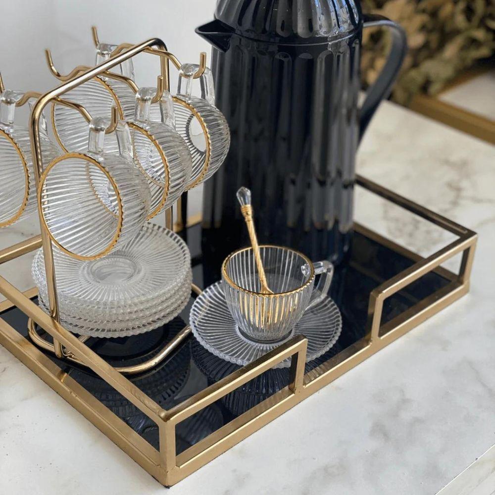 Conjunto De Xícaras Para Café Com Pires Em Vidro Graffiato Com 12 Peças 90ml Haüskraft - 4