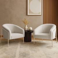 Poltrona Sala Industrial Alta Champanhe Kit 2 Stella Bouclê Cinza D03 - D'rossi - 1