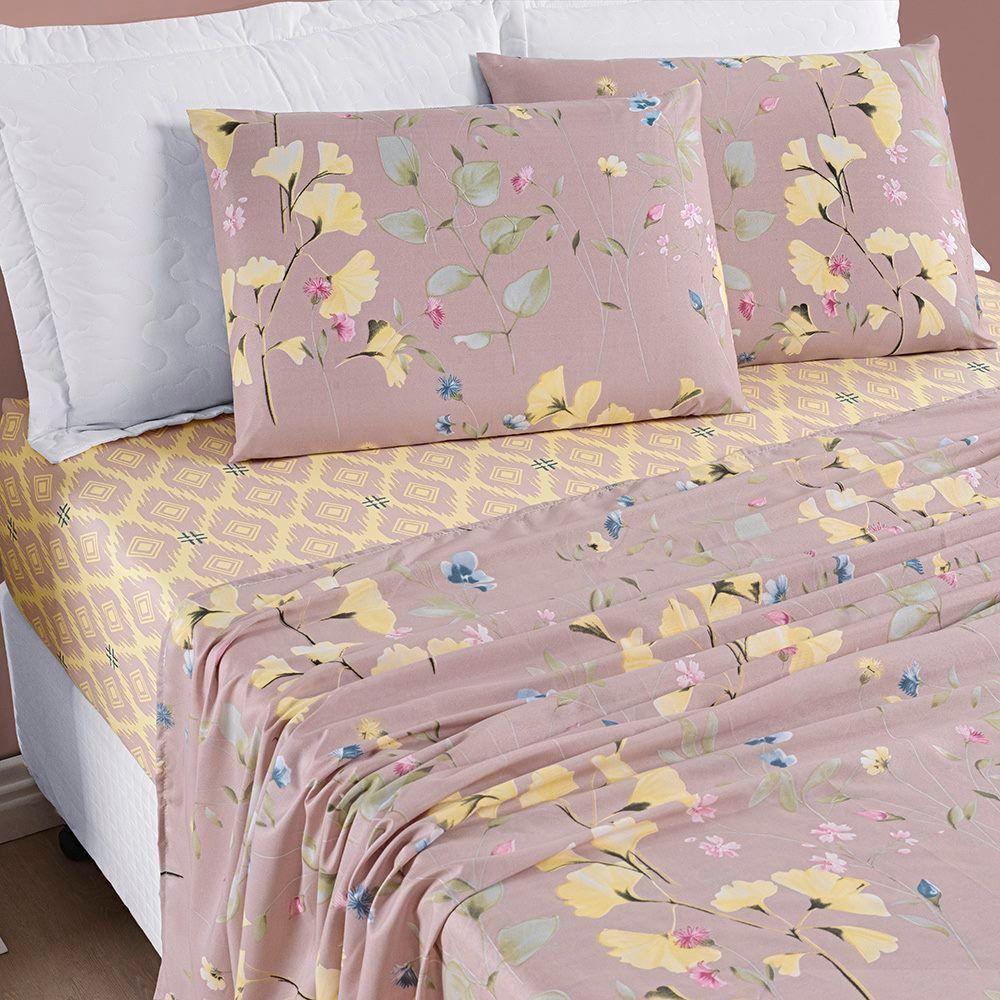 Colcha + Jogo De Cama Bouti Estampado King 07 Peças 100% Poliéster - Lavanda - 9