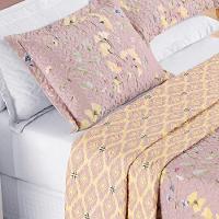 Colcha + Jogo De Cama Bouti Estampado King 07 Peças 100% Poliéster - Lavanda