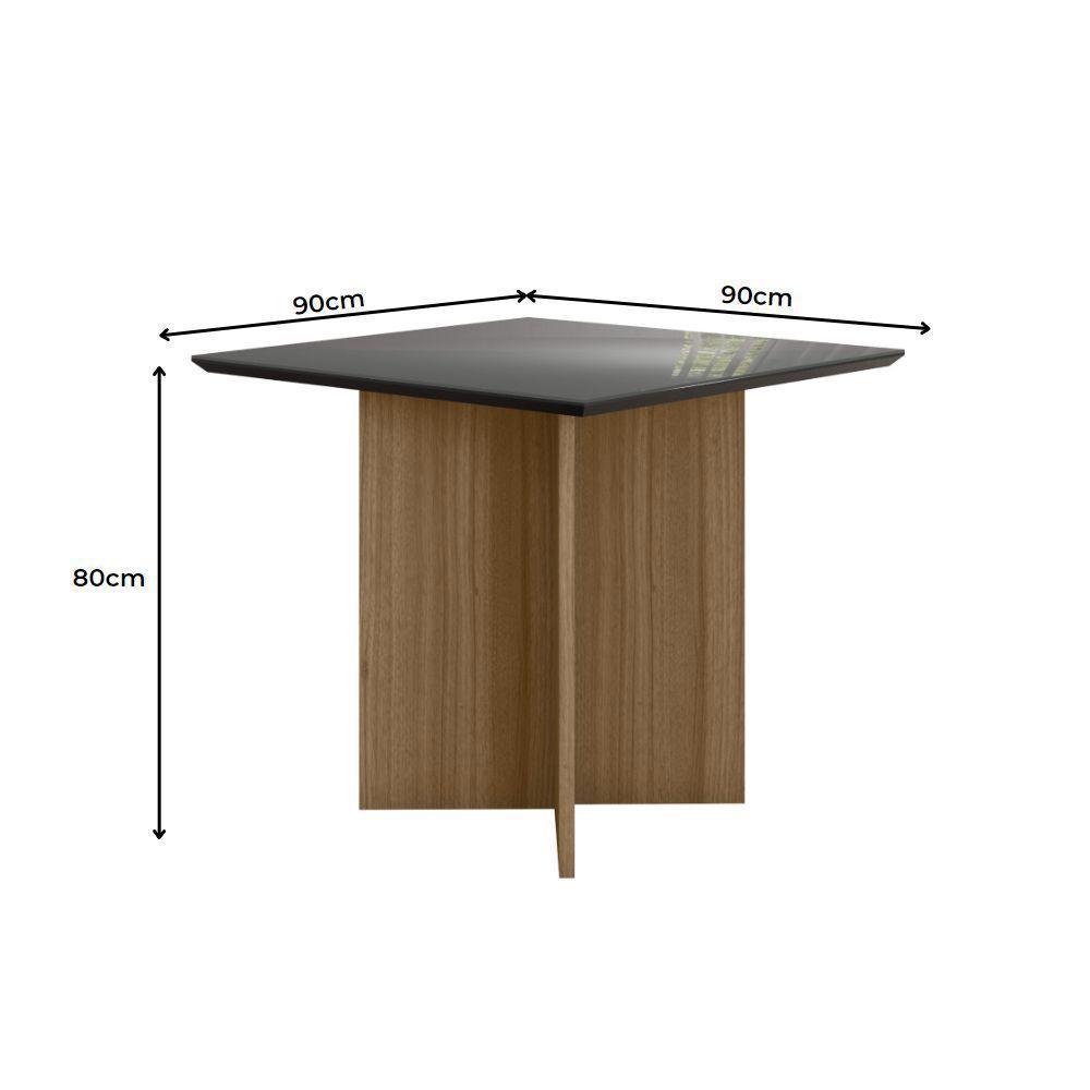 Conjunto Sala De Jantar Quadrada Mesa Helo Com Vidro 90cm E 04 Cadeiras Linea Carvalho/grafite/preto - Poliman - 5
