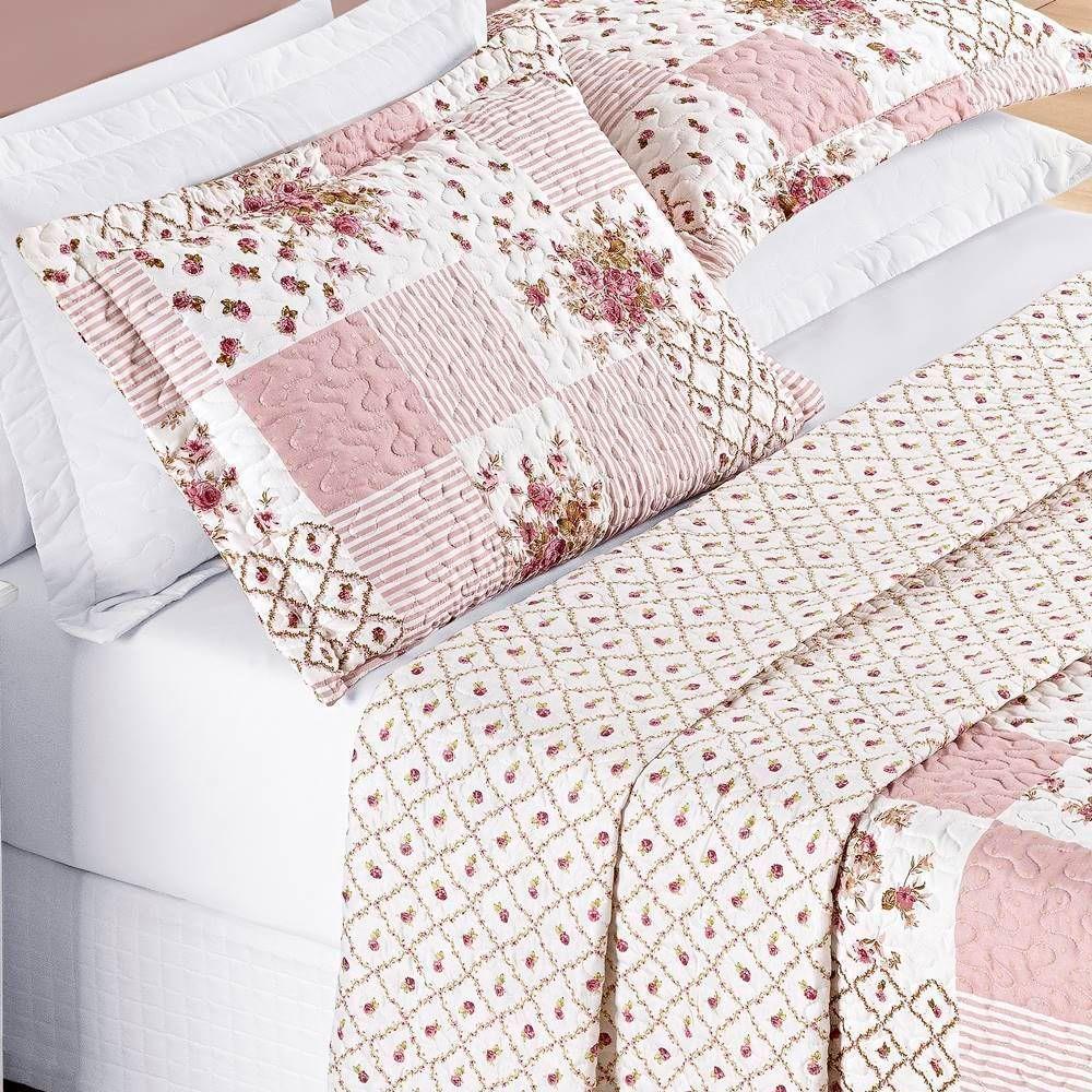 Colcha + Jogo De Cama Bouti Estampado King 07 Peças 100% Poliéster - Rosa Matura - 4
