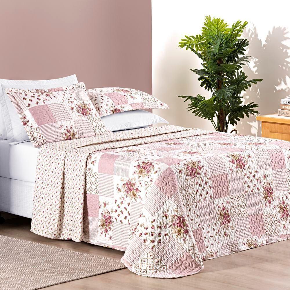 Colcha + Jogo De Cama Bouti Estampado King 07 Peças 100% Poliéster - Rosa Matura - 7