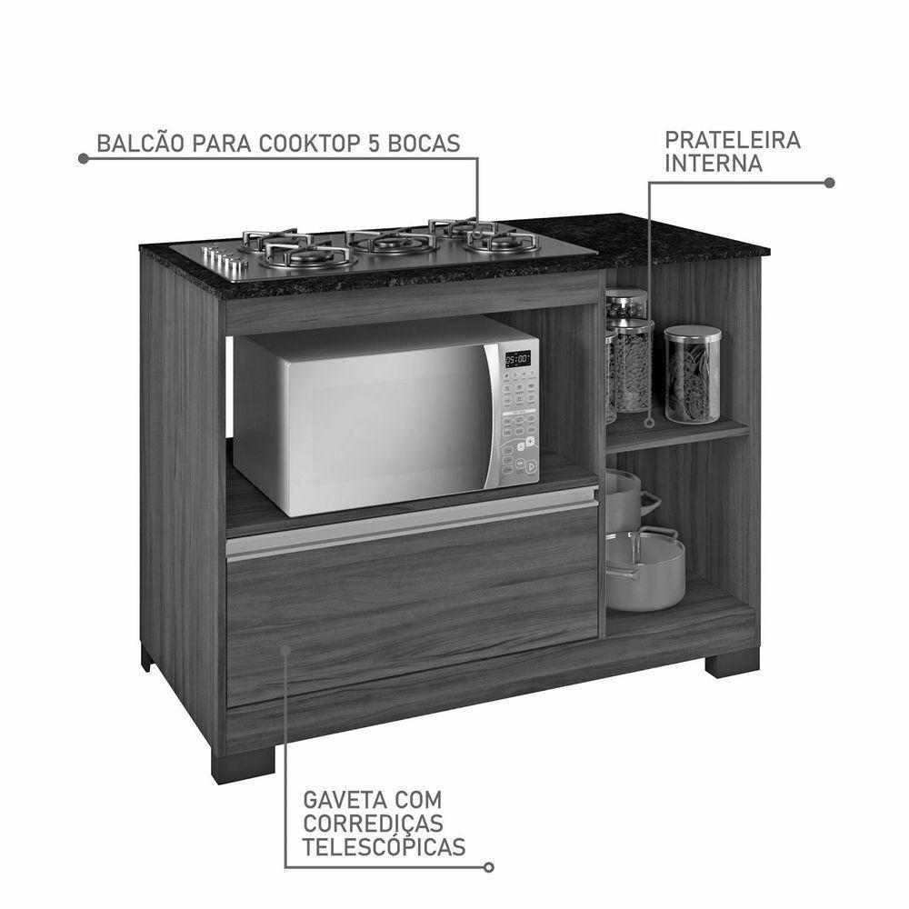 Balcão Cooktop Nt 3050 Branco Com Granito - Notável - 7