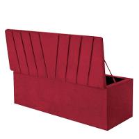 Calçadeira Baú Recamier Estofada Cama De Solteiro 90cm Bélgica Suede Vermelho- Mabe Magazine - 2