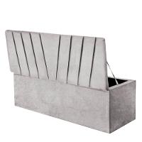 Calçadeira Baú Recamier Estofada Cama King 190cm Bélgica Suede Cinza Claro- Mabe Magazine - 2