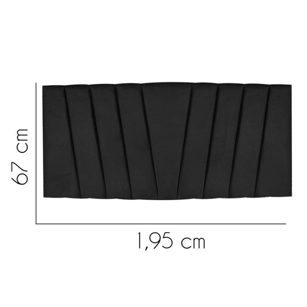 Painel Cabeceira Estofada Bélgica 195cm Cama Box King Corino Preto- Mabe Magazine - 2