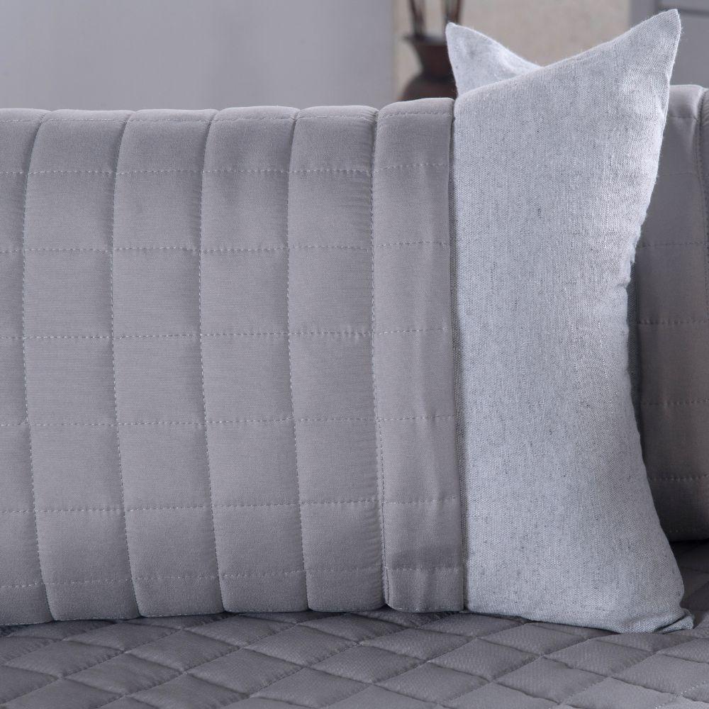 Cobre Leito Branco + Kit Peseira Matelado Copacabana Percal 300 Fios Queen 08 Peças 100% Poliéster - Branco/cinza - 7