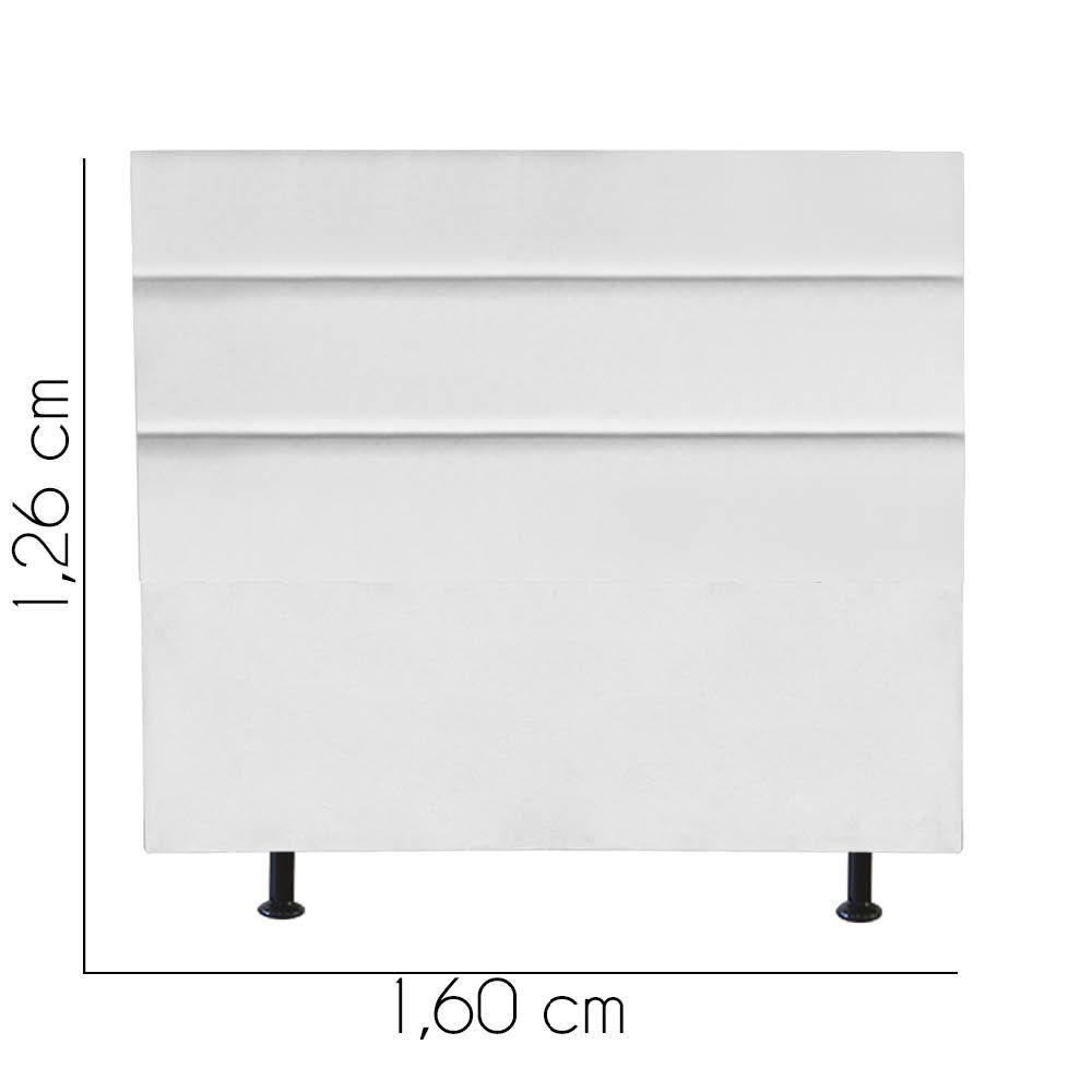 Cabeceira Estofada Argentina 160cm Queen Size Para Cama Colchão Box Quarto Suede Branco - Aurora Line - 3