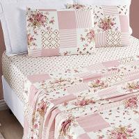 Edredom 2,60m X 2,40m + Jogo De Cama Bouti Estampado King 07 Peças 100% Poliéster - Rosa Matura - 9