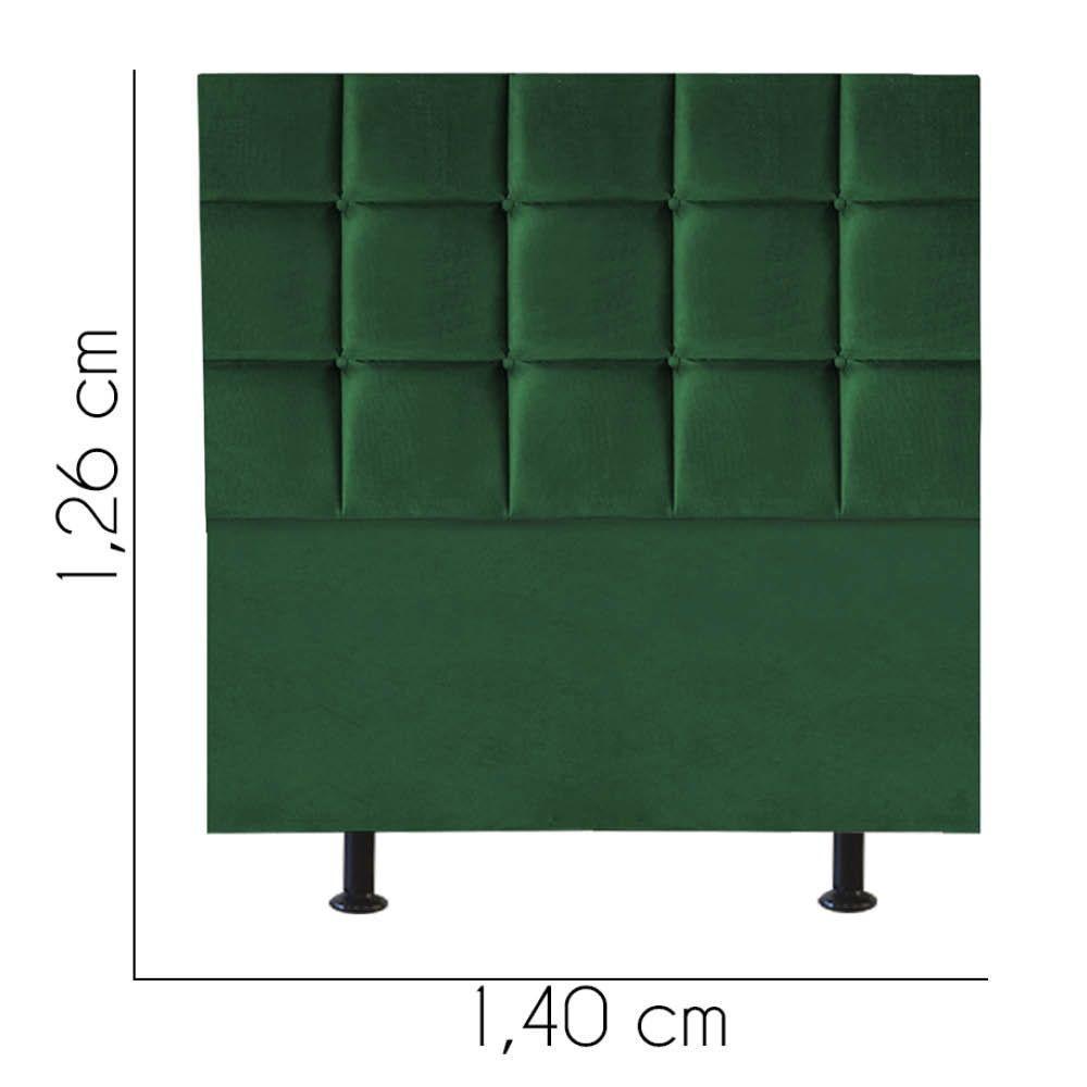 Cabeceira Estofada Cama Box Casal 140cm Espanha Suede Verde- Mabe Magazine - 2