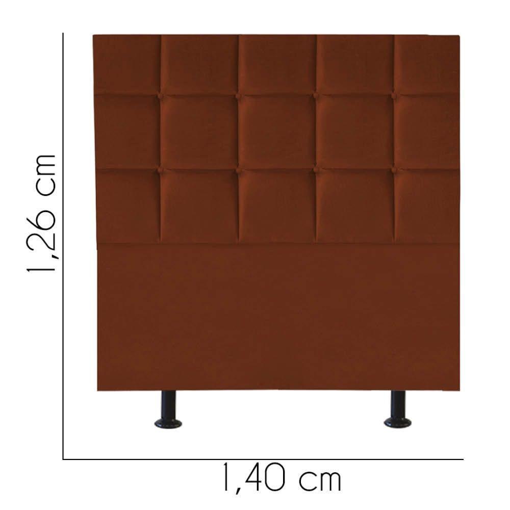 Cabeceira Estofada Cama Box Casal 140cm Espanha Suede Terra Cota- Mabe Magazine - 2