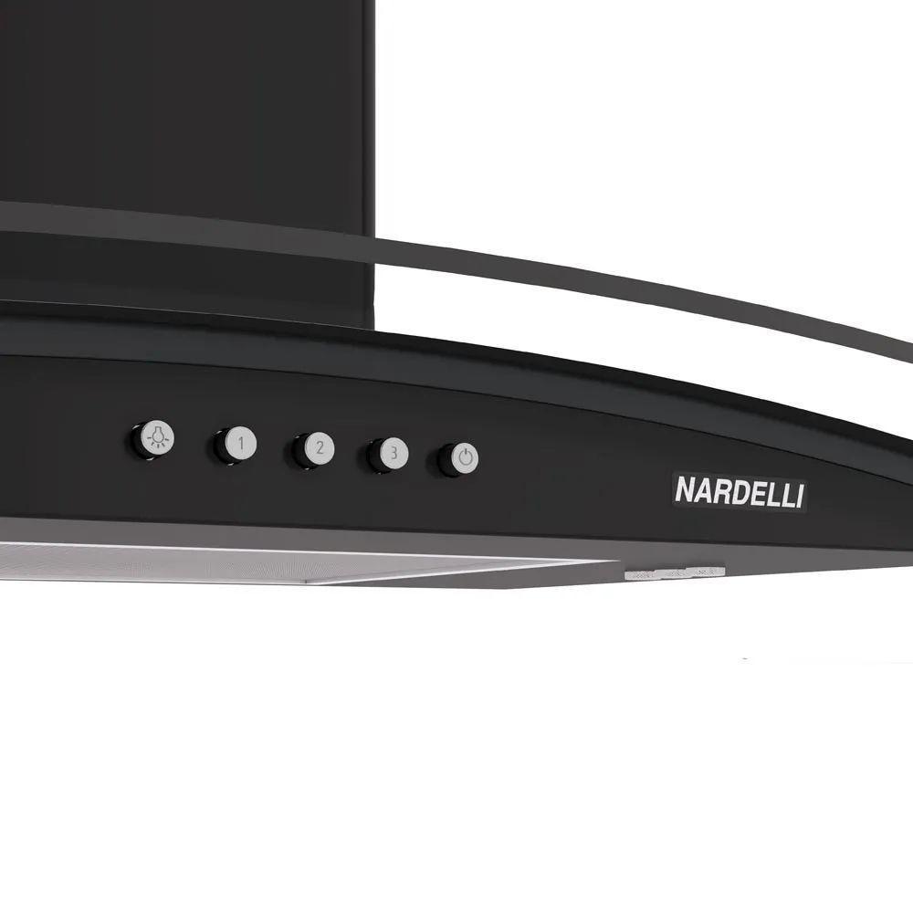 Coifa Nardelli De Parede Clean Vidro Curvo 80cm Preto 220V - 3