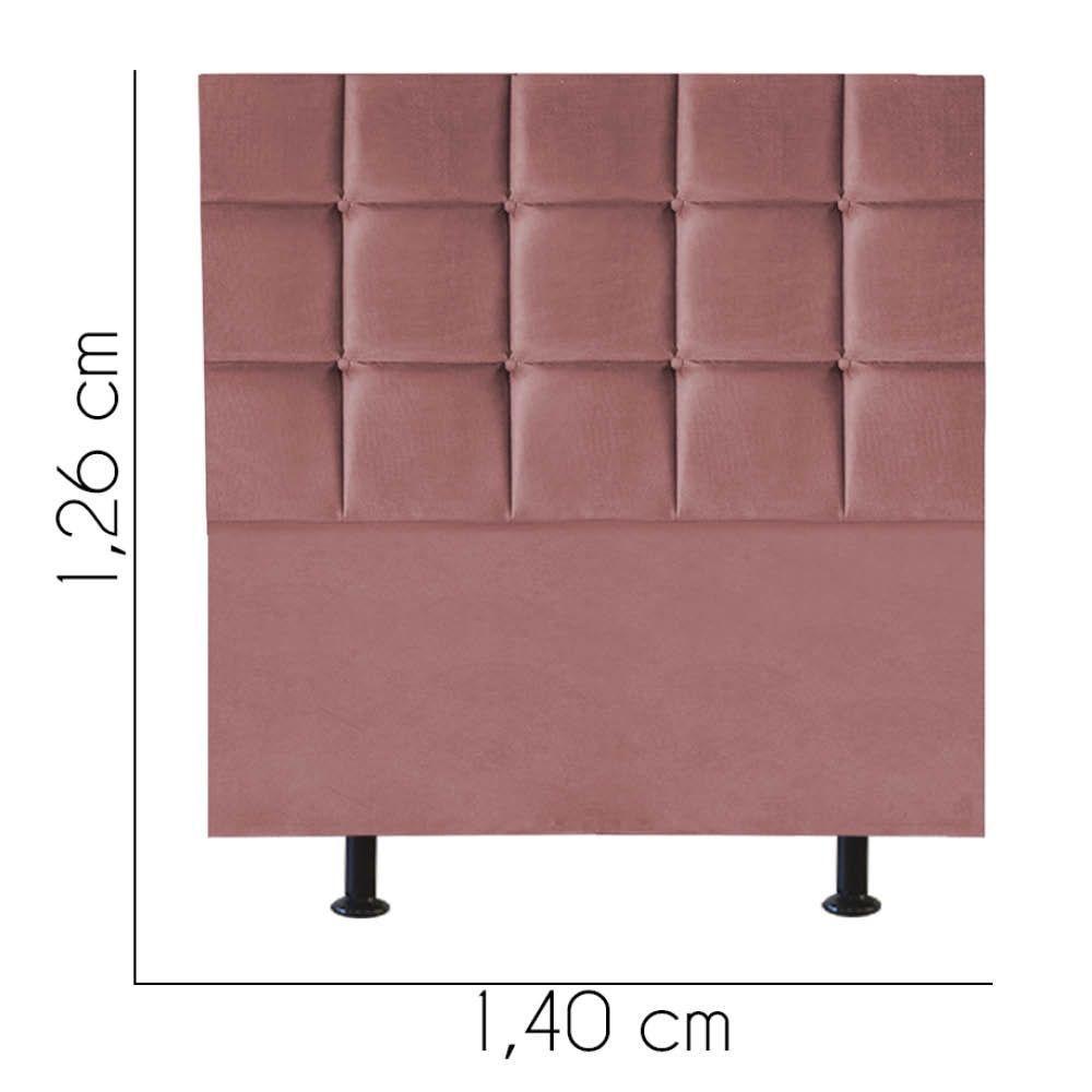 Cabeceira Estofada Cama Box Casal 140cm Espanha Suede Rose- Mabe Magazine - 2