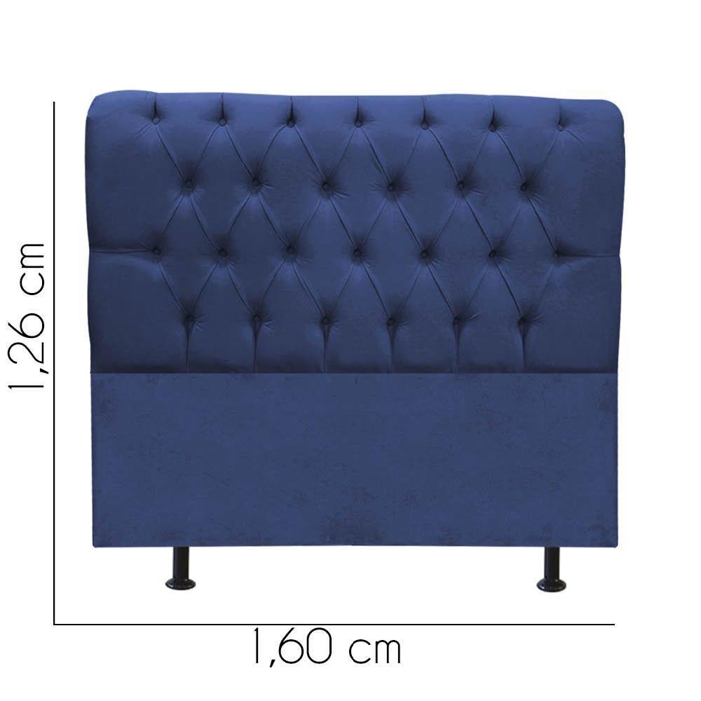 Cabeceira Estofada Cama Box Queen 160cm París Corino Azul- Mabe Magazine - 3