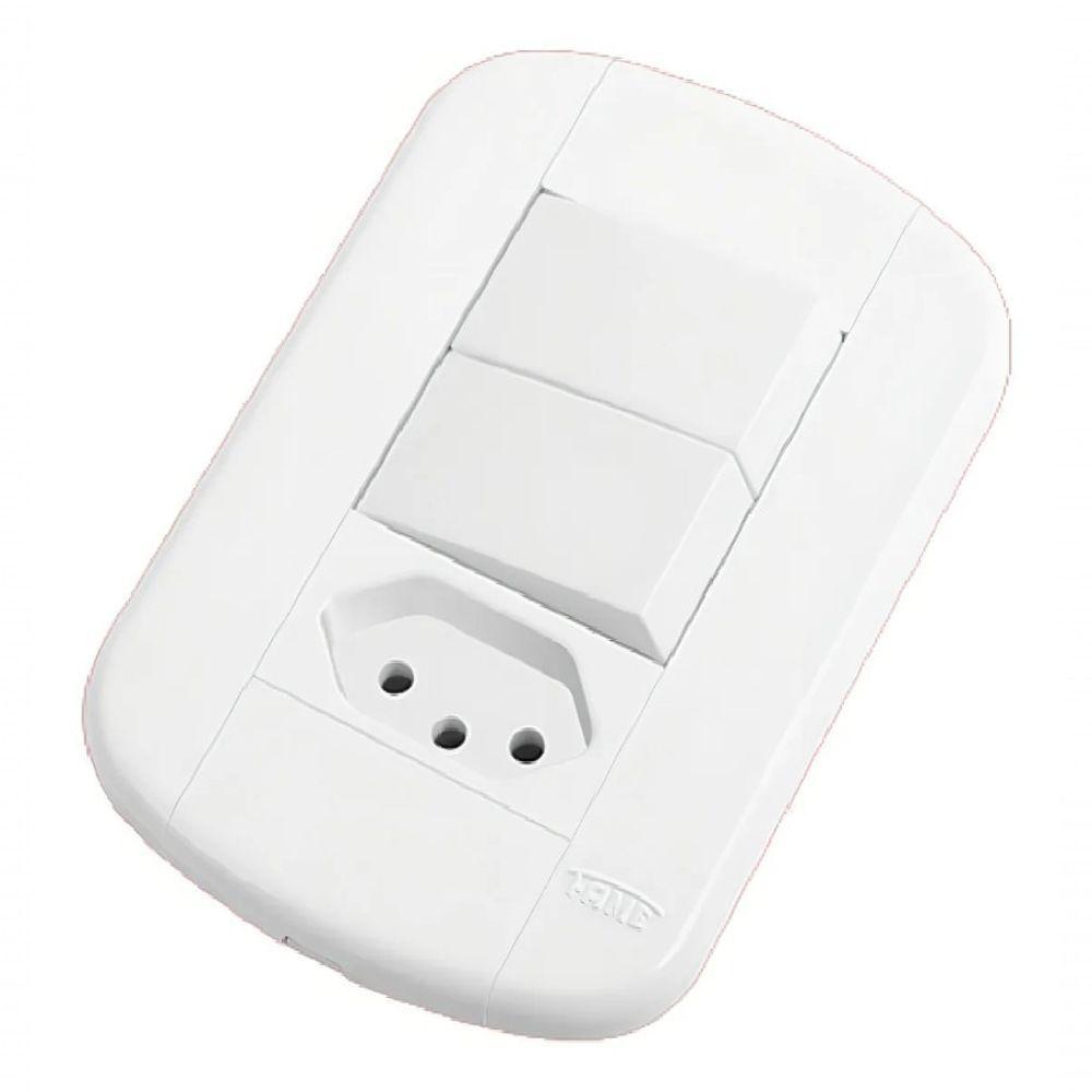 Interruptor Duplo Com Tomada 10a Fame - 3929 Blanc - 2