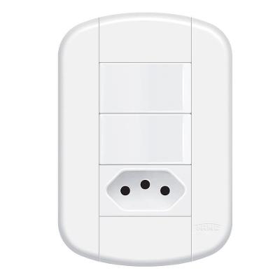 Interruptor Duplo Com Tomada 10a Fame - 3929 Blanc