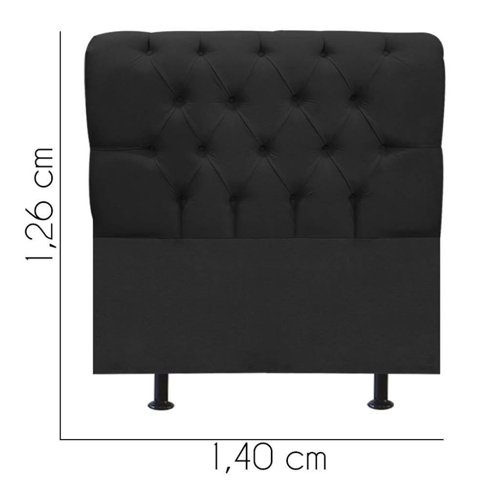 Cabeceira Estofada Cama Box Casal 140cm París Veludo Preto- Mabe Magazine - 3