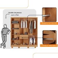 Guarda Roupa Casal Roma Mdf 6 Portas 2 Gavetas Com Pés Naturalle Grafite Com Pés - 5