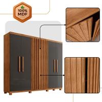 Guarda Roupa Casal Roma Mdf 6 Portas 2 Gavetas Com Pés Naturalle Grafite Com Pés - 6