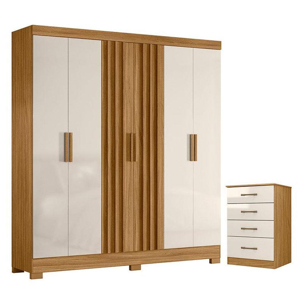 Guarda Roupa Casal Valença E Cômoda Ms913 Freijó Off White - Moval - 1