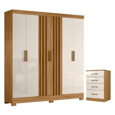 Guarda Roupa Casal Valença E Cômoda Ms913 Freijó Off White - Moval