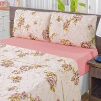 Edredom 2,60m X 2,40m + Jogo De Cama Malha Quality King 05 Peças 100% Algodão - Rosê - 8