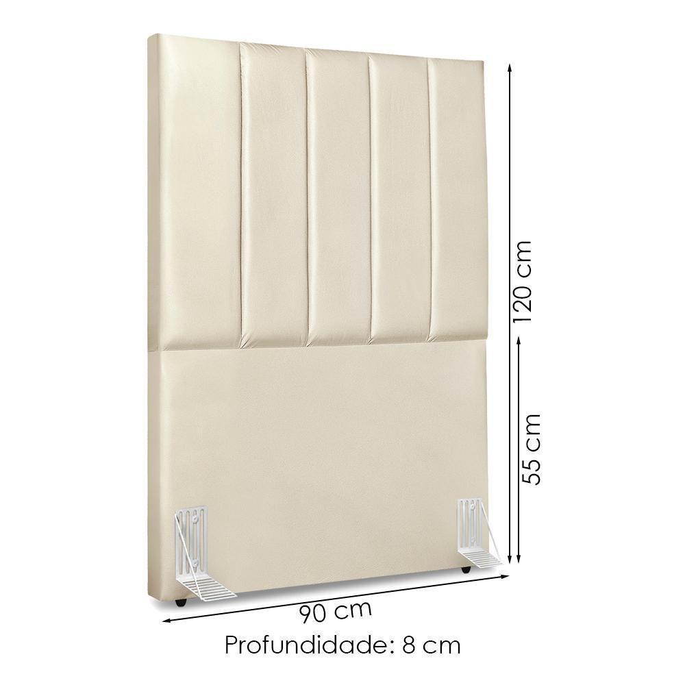 Cabeceira Solteiro 90 Cm Com Frame Dalia Corino Bege Artte Bege - 3
