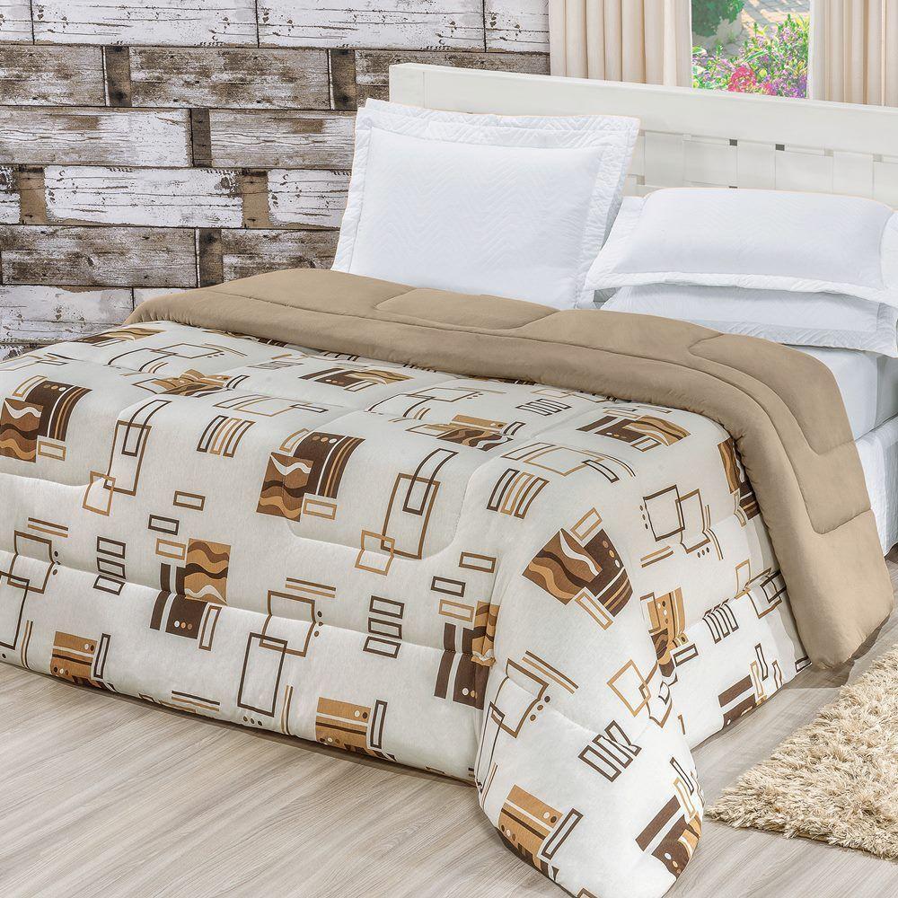 Edredom 2,60m X 2,40m + Jogo De Cama Malha Quality King 05 Peças 100% Algodão - Avelã - 4