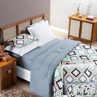 Edredom 2,60m X 2,40m + Jogo De Cama Malha Quality King 05 Peças 100% Algodão - Harmony - 1