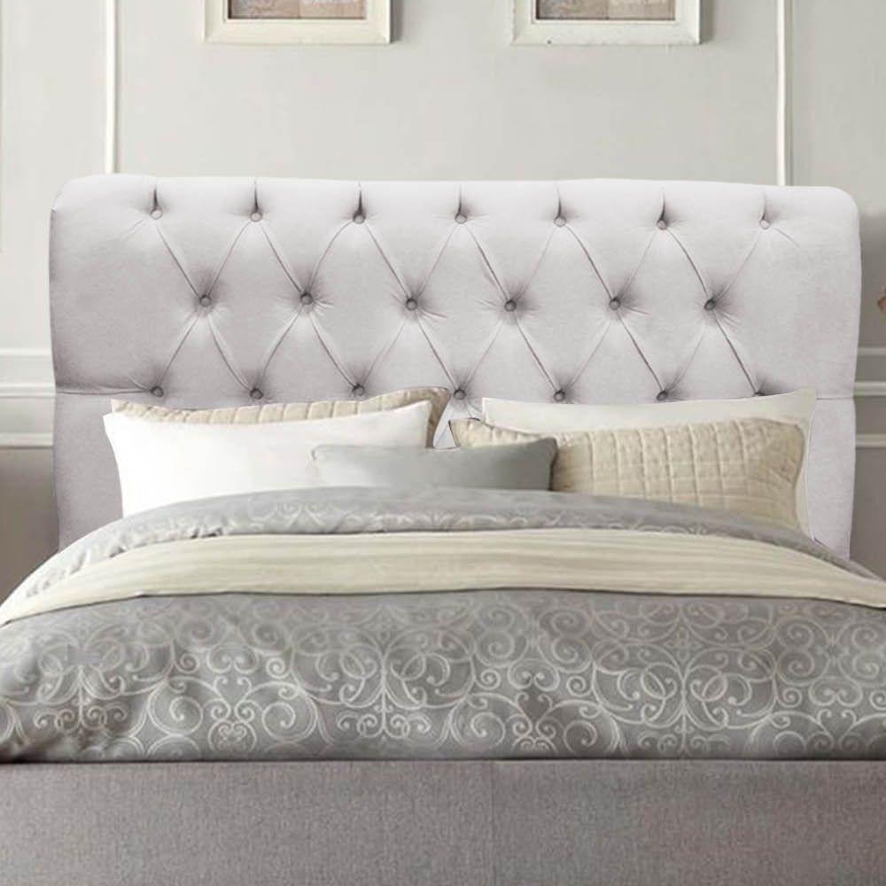 Cabeceira Estofada Cama Box Casal 140cm París Suede Cinza Claro- Mabe Magazine - 1