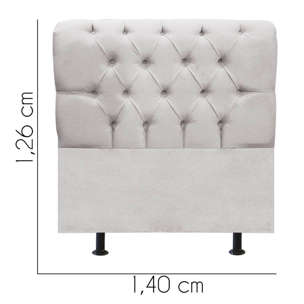 Cabeceira Estofada Cama Box Casal 140cm París Suede Cinza Claro- Mabe Magazine - 3