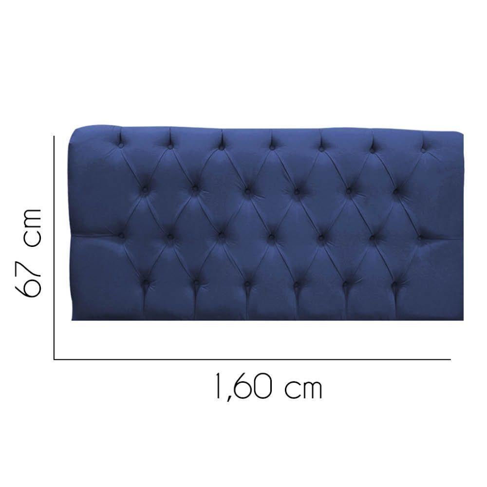 Painel Cabeceira Estofada Paris 160cm Cama Box Queen Corino Azul- Mabe Magazine - 2