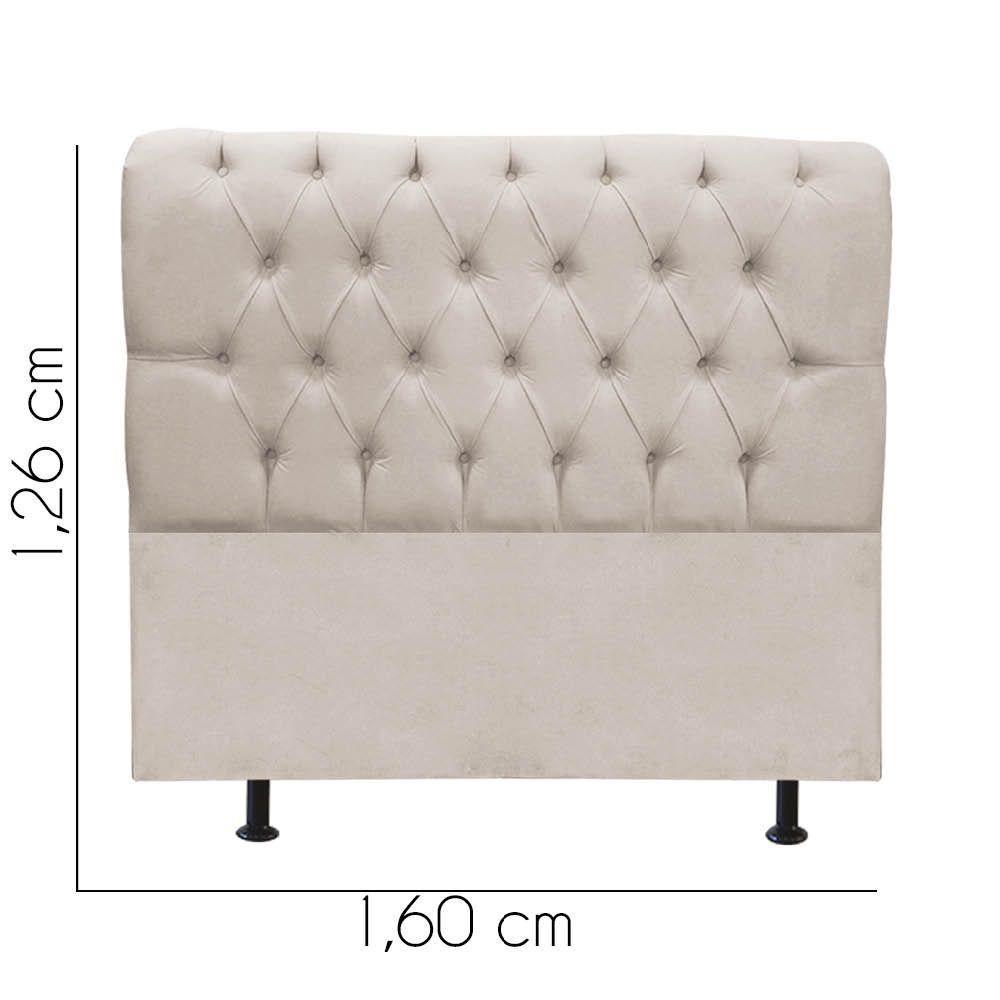 Cabeceira Estofada Cama Box Queen 160cm París Corino Bege- Mabe Magazine - 3