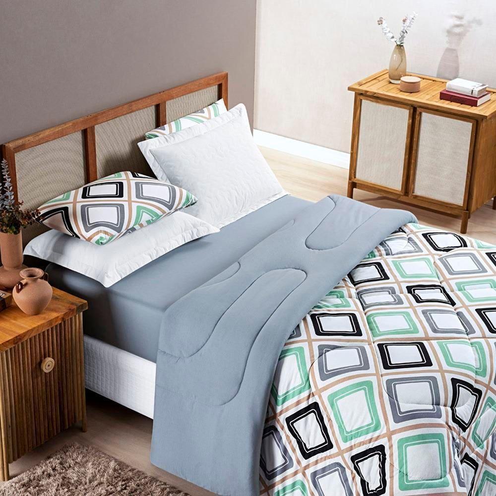 Edredom 2,60m X 2,40m + Jogo De Cama Malha Quality King 04 Peças 100% Algodão - Harmony - 4