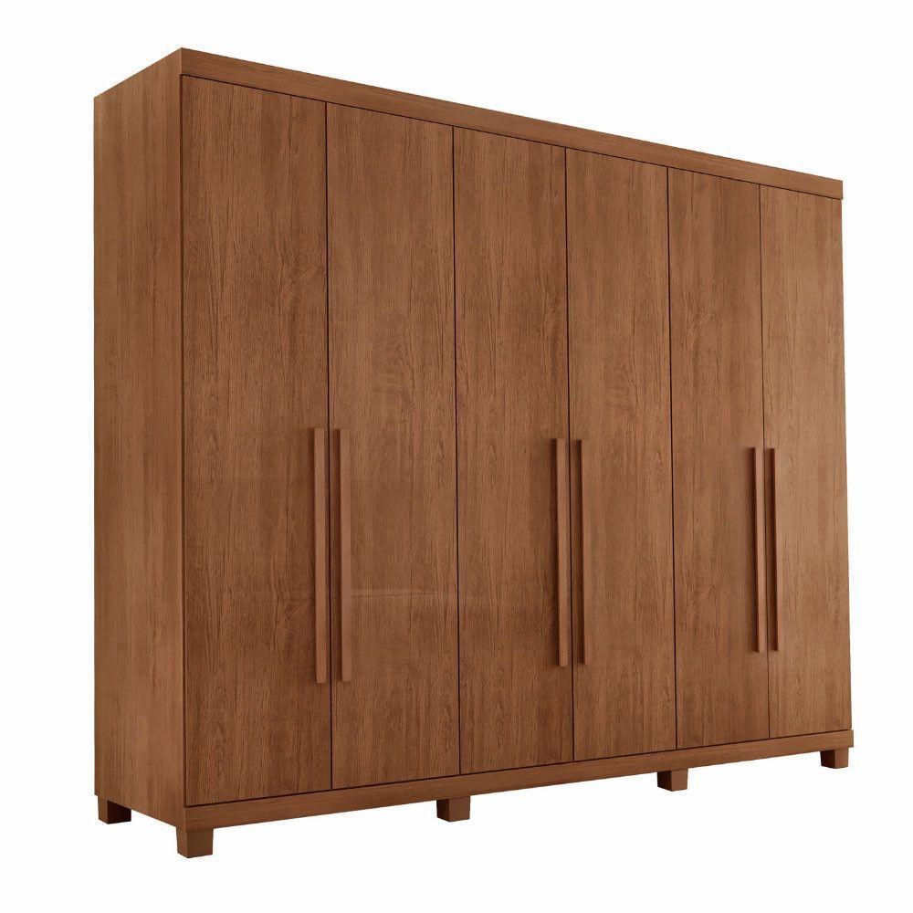 Guarda Roupa Casal Maya Mdf 6 Portas 6 Gavetas Pés Moderna Imbuia Com Pés - 2
